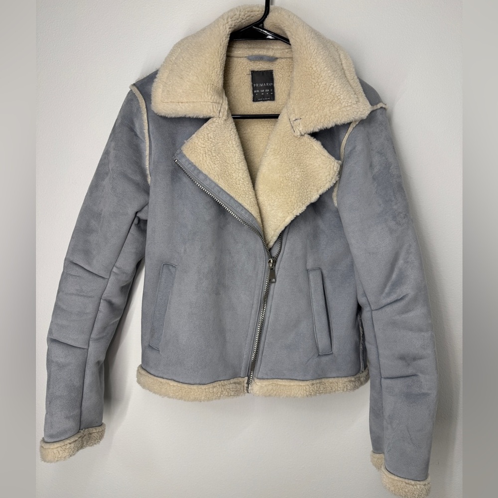 Primark baby blue and Cream Teddy Jacket